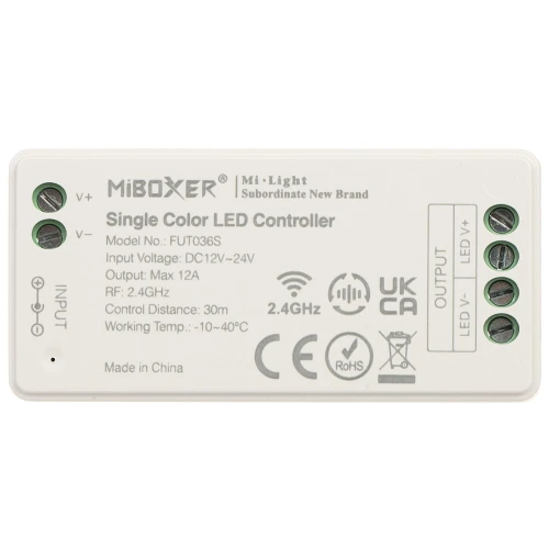 LED-belysningskontroller LED-W-WC/RF 2.4 GHz, MONO 12... 24V DC MiBOXER / Mi-Light