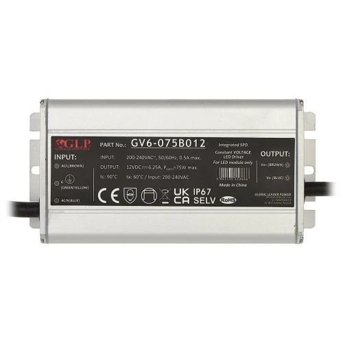 Impuls strømforsyning GV6-12V/6.25A