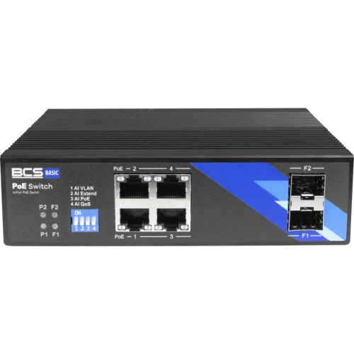 BCS-B-ISP04G-2SFP BCS PoE switch 4 port DIN skinne