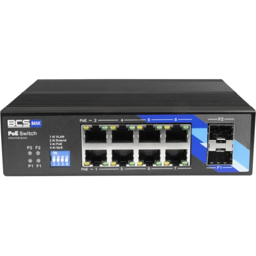 BCS-B-ISP08G-2SFP BCS PoE switch 8 port DIN skinne