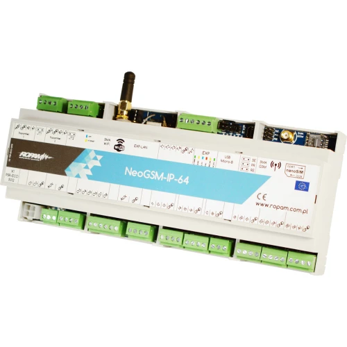 Alarm sentral Ropam NeoGSM-IP-64-D12M med GSM og WiFi-modul, DIN-kabinett