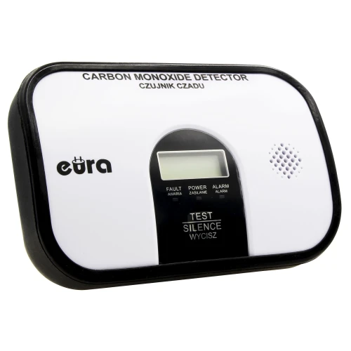 Kullmonoksid sensor "Eura" CD-45A2 v.2 - 7 års garanti, DC 3V, LCD-skjerm, frittstående
