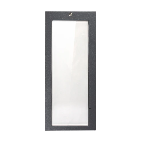 Prostokątny moduł z ciemnoszarą ramką i przezroczystą szybą, z otworem na górze. Przeznaczony do montażu w systemach domofonowych lub podobnych urządzeniach.