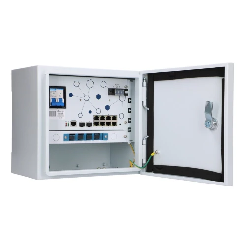 Extralink Minos | Ekstern PoE-switch | 8x RJ45 1000Mb/s PoE, 2x SFP, 200W, L2, aktiv kjøling