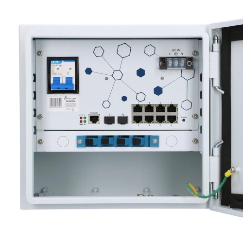 Extralink Minos | Ekstern PoE-switch | 8x RJ45 1000Mb/s PoE, 2x SFP, 200W, L2, aktiv kjøling
