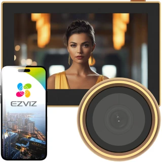 EZVIZ HP2 Gold Smart kikkehull med FHD-skjerm, WiFi og mobilapp-støtte