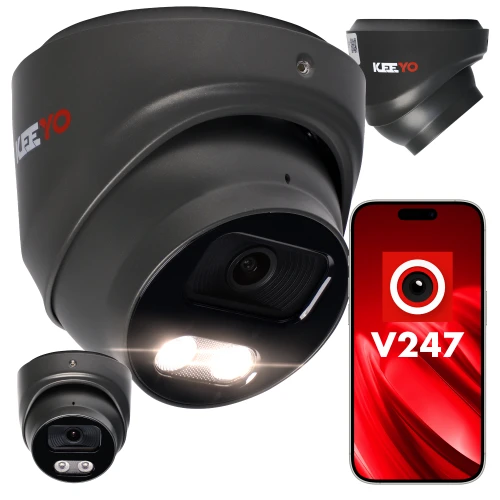 IP kuppelkamera KEEYO LV-V-IP8M25DF-DL-G 8Mpx, hybrid belysning IR/LED