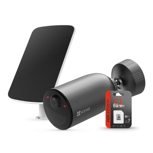 Kamera med egen strømforsyning på microSD-kort WiFi 3Mpx EZVIZ EB3 + Solcellepanel