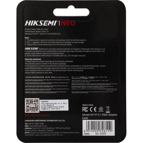 MicroSD-minnekort Hikvision HS-TF-C1 256GB