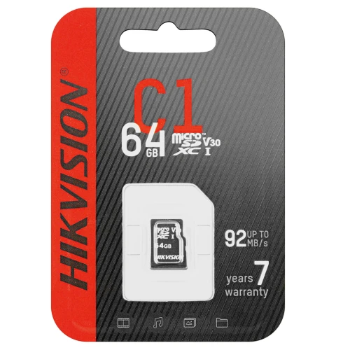 MicroSD-minnekort (SDHC) 64GB Hikvision HS-TF-C1(STD)/64G
