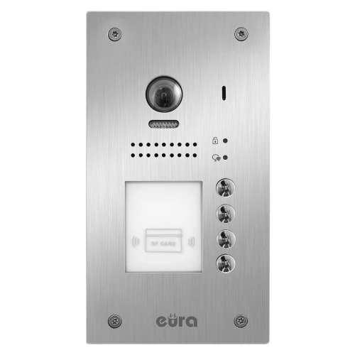 Utendørs modulær kassett for EURA VDA-86A5 2EASY videodørtelefon, innfelt 4-leilighets fisheye med nærkortfunksjon