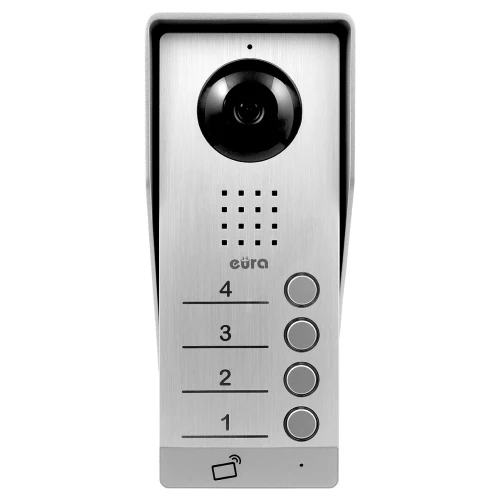 Modulær utendørs kassett for EURA VDA-94A3 EURA CONNECT videointercom, firefamilie, nærhetsleser