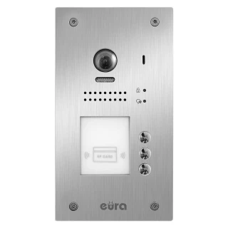 Ytre intercom kassett EURA VDA-91A5 "2EASY" for 3 leiligheter, innfelt, med nærkortfunksjon