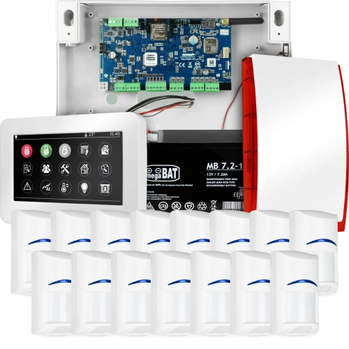 Komplett alarmsystem NEOLTE-IP, 15x sensor BOSCH, TPR-4WS-P, GSM WiFi