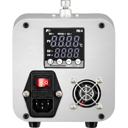 Zdjęcie przedstawia kompletny zestaw do pomiaru temperatury ciała, w skład którego wchodzi kamera termowizyjna, statyw oraz monitor.