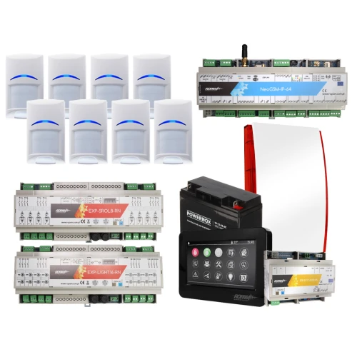 Alarm system Ropam NeoGSM-IP-64 DIN, Svart, 8x Sensor Rullegardin, lysstyring, GSM-varsling, Wifi