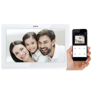 'EURA VDA-08C5 skjerm - hvit, berøringsfølsom, 7'' LCD, FHD, WiFi, bildehukommelse, SD 128GB'