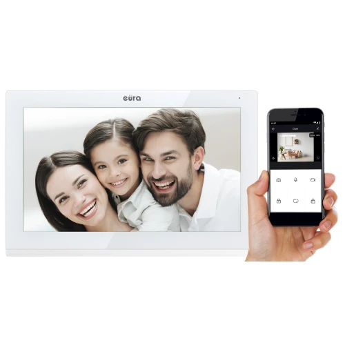 'EURA VDA-08C5 skjerm - hvit, berøringsfølsom, 7'' LCD, FHD, WiFi, bildehukommelse, SD 128GB'