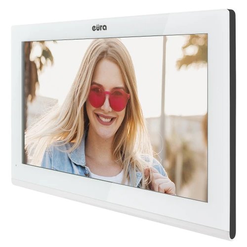 'EURA VDA-10C5 skjerm - hvit, berøringsfølsom, LCD 10'', AHD, WiFi, bildehukommelse, SD 128GB'