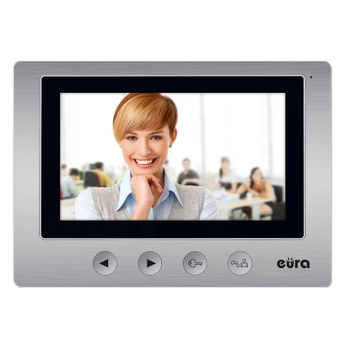 'EURA VDA-20A3 EURA CONNECT sølv monitor, 7'' skjerm med åpning for 2 innganger'