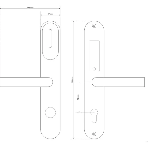 RWL-2-L Trådløs lås med beslag; høyrehendte dører som åpnes innover eller venstrehendte dører som åpnes utover