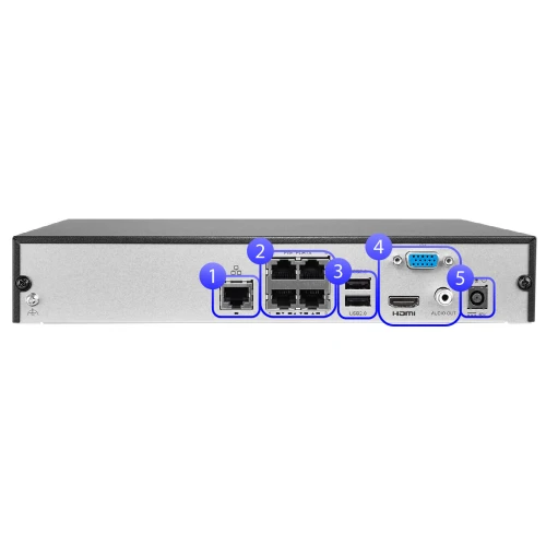 Nettverksopptaker 4-kanals BCS-B-NVR0401-4P(2.0) opp til 8MPx innebygd POE-switch
