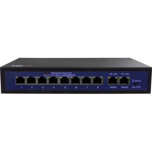 Switch 10-portowy LV-SP0208G z 8 portami POE i 2 portami UPLINK 1Gb/s, idealny do obsługi kamer IP. Kompaktowe urządzenie sieciowe zapewniające niezawodne połączenie i zasilanie dla systemów monitoringu.