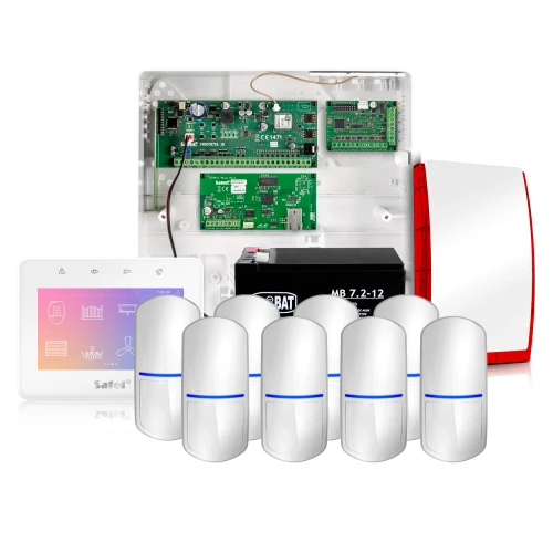 Satel Integra 32 INT-TSG2-W Alarmsett med 8x Slim-Pir Sensorer og GSM-varsling