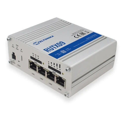 Teltonika RUTX09 | Profesjonell industriell 4G LTE-ruter | Cat 6, Dual Sim, 1x Gigabit WAN, 3x Gigabit LAN