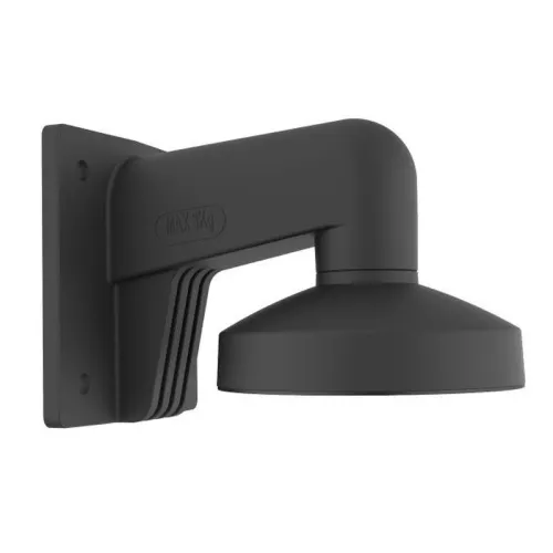 Czarny uchwyt kamery Hikvision DS-1272ZJ-120 z solidną konstrukcją montażową. Uchwyt ma prosty, nowoczesny design z zaokrąglonymi krawędziami.