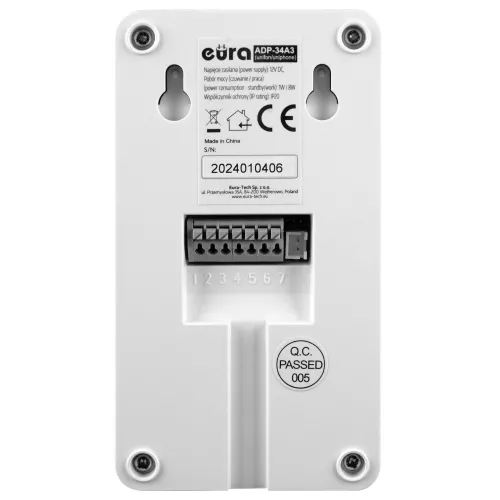 Unifon "EURA" ADA-34A3 - hvit, håndfri, støtte for 2 innganger, for utvidelse av dørtelefon ADP-34A3, A33A234