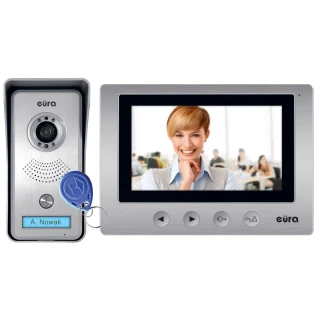 Videodørtelefon EURA VDP-33A3 LUNA skjerm 7, støtte for 2 innganger, bildehukommelse, nærhet nøkkelleser
