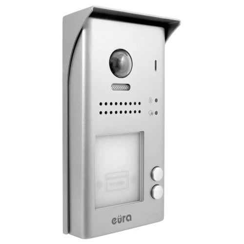 Videodørtelefon EURA VDP-70A5/N WHITE "2EASY" - for to familier, 2x LCD 7", hvit, Unique 125 kHz nærhetsleser, overflatemontert