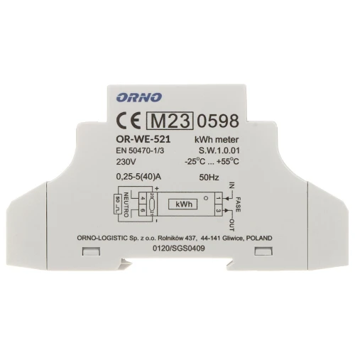 Elektrisk energimåler OR-WE-521 Enfaset ORNO