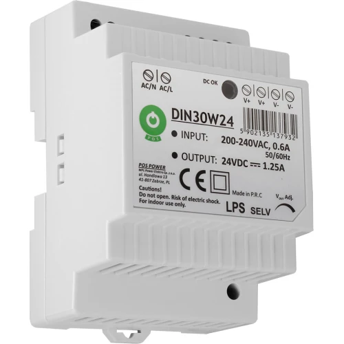 Effektbryter for DIN-skinne DIN30W24 24V