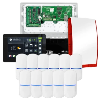 SATEL INTEGRA 32 alarmsystem, 11x PET detektor, sirene, svart betjeningspanel INT-TSI-B