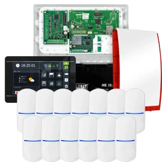 SATEL INTEGRA 32 alarmsystem, 13x detektor, sirene, svart betjeningspanel INT-TSI-B, LTE-kommunikasjon