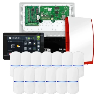 SATEL INTEGRA 32 alarmsystem, 13x detektor, sirene, svart betjeningspanel INT-TSI-B