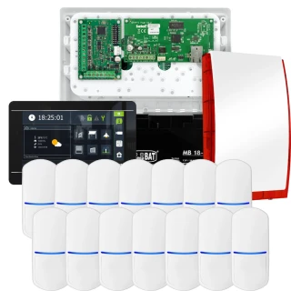 SATEL INTEGRA 32 alarmsystem, 14x PET-detektor, sirene, svart betjeningspanel INT-TSI-B