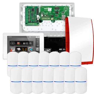SATEL INTEGRA 32 alarmsystem, 14x detektor, sirene, hvit betjeningspanel INT-TSI-W