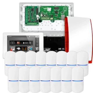 SATEL INTEGRA 32 alarmsystem, 15x PET detektor, sirene, hvit betjeningspanel INT-TSI-W