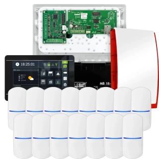 SATEL INTEGRA 32 alarmsystemsett, 15x detektor, sirene, svart betjeningspanel INT-TSI-B