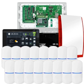 SATEL INTEGRA 32 alarmsystem, 16x detektor, sirene, svart betjeningspanel INT-TSI-B, LTE-kommunikasjon