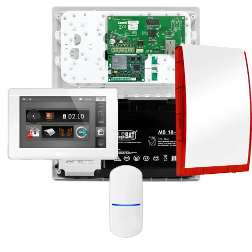 SATEL INTEGRA 32 alarmsystem, 1x PET detektor, sirene, hvit betjeningspanel INT-TSI-W, LTE kommunikasjon