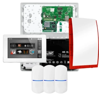 SATEL INTEGRA 32 alarmsystem, 3x detektor, sirene, hvit betjeningspanel INT-TSI-W, LTE-kommunikasjon