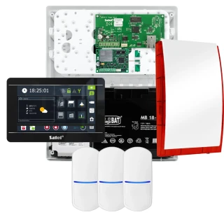 SATEL INTEGRA 32 alarmsystem, 3x detektor, sirene, svart betjeningspanel INT-TSI-B, LTE-kommunikasjon