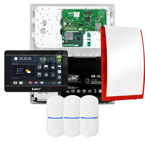 SATEL INTEGRA 32 alarmsystem, 3x detektor, sirene, svart betjeningspanel INT-TSI-B, LTE-kommunikasjon