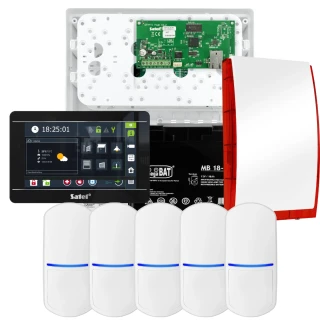 SATEL INTEGRA 32 alarmsystemsett, 5x detektor, sirene, svart betjeningspanel INT-TSI-B