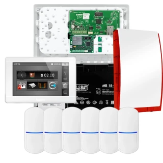SATEL INTEGRA 32 alarmsystem, 6x detektor, sirene, hvit betjeningspanel INT-TSI-W, LTE-kommunikasjon