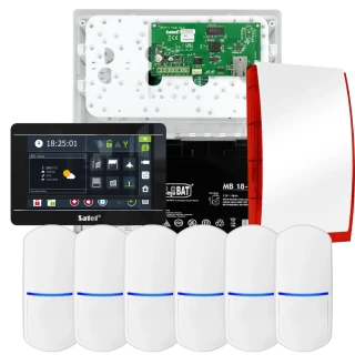 SATEL INTEGRA 32 alarmsystemsett, 6x detektor, sirene, svart betjeningspanel INT-TSI-B